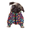 Space Rockets Pattern Print Dog Zip Up Jacket