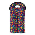 Space Rockets Pattern Print Double Neoprene Wine Tote