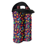 Space Rockets Pattern Print Double Neoprene Wine Tote
