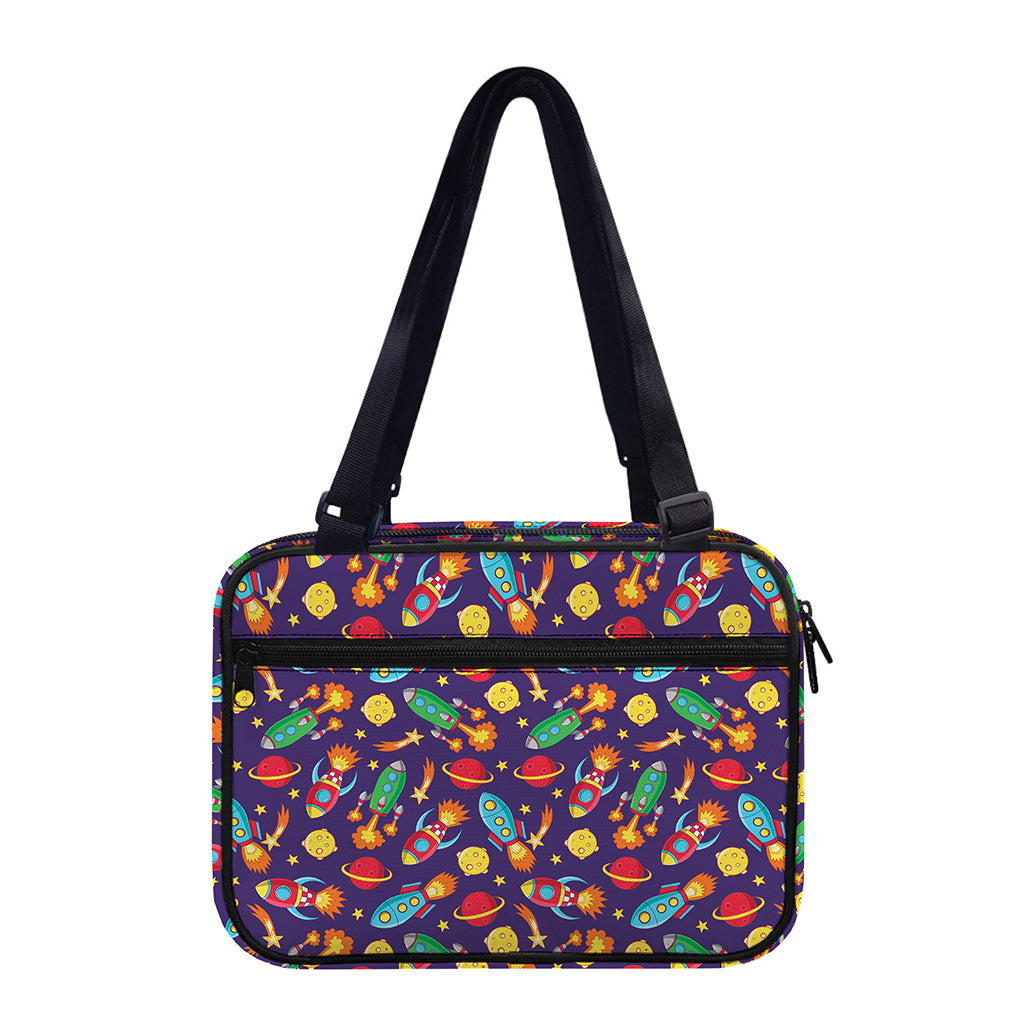 Space Rockets Pattern Print Double Strap Bible Bag