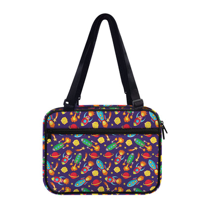 Space Rockets Pattern Print Double Strap Bible Bag