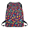 Space Rockets Pattern Print Drawstring Backpack