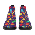 Space Rockets Pattern Print Flat Ankle Boots