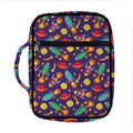 Space Rockets Pattern Print Front Pocket Bible Bag