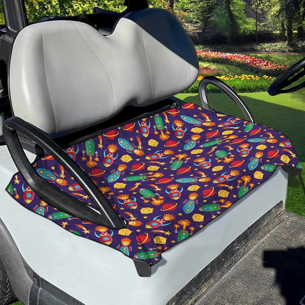 Space Rockets Pattern Print Golf Cart Seat Cover