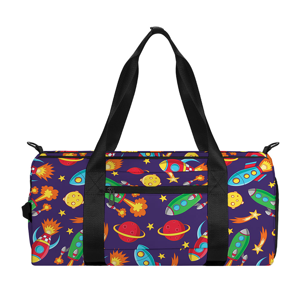 Space Rockets Pattern Print Gym Bag