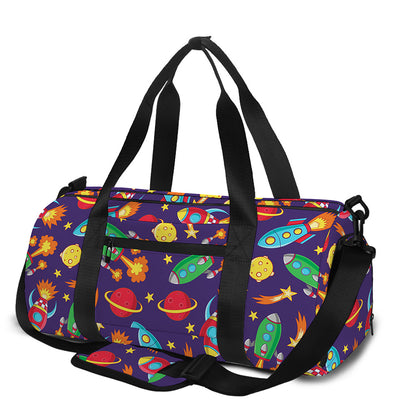 Space Rockets Pattern Print Gym Bag