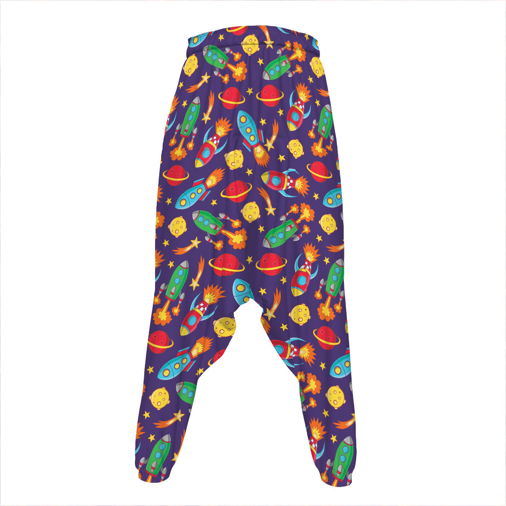 Space Rockets Pattern Print Hammer Pants