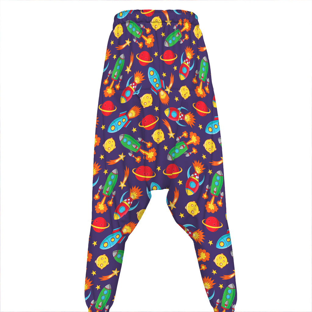 Space Rockets Pattern Print Hammer Pants