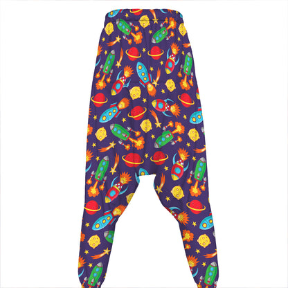 Space Rockets Pattern Print Hammer Pants