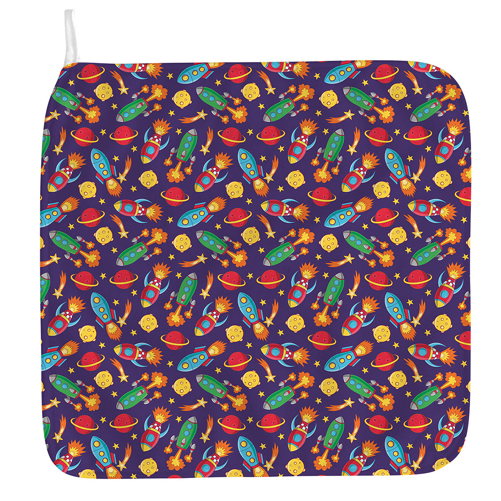 Space Rockets Pattern Print Hand Towel