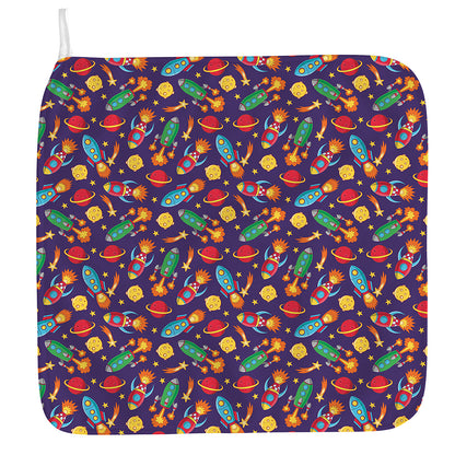 Space Rockets Pattern Print Hand Towel