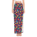 Space Rockets Pattern Print High Slit Maxi Skirt