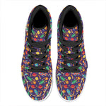 Space Rockets Pattern Print High Top Leather Sneakers