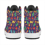 Space Rockets Pattern Print High Top Leather Sneakers