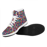 Space Rockets Pattern Print High Top Leather Sneakers