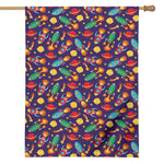 Space Rockets Pattern Print House Flag
