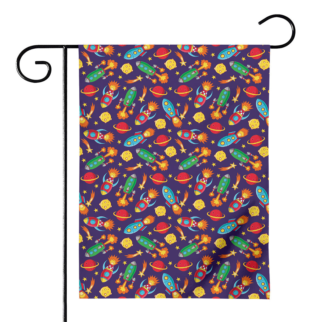 Space Rockets Pattern Print House Flag