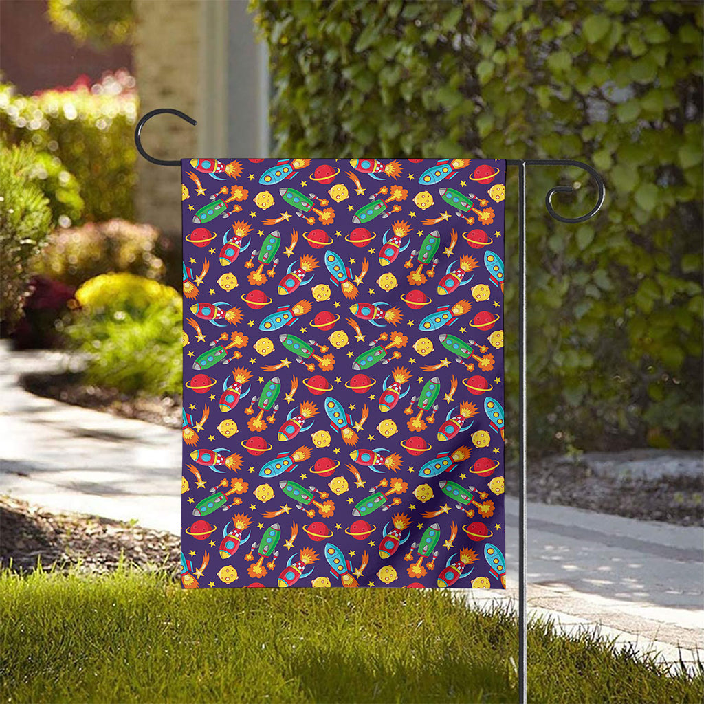 Space Rockets Pattern Print House Flag