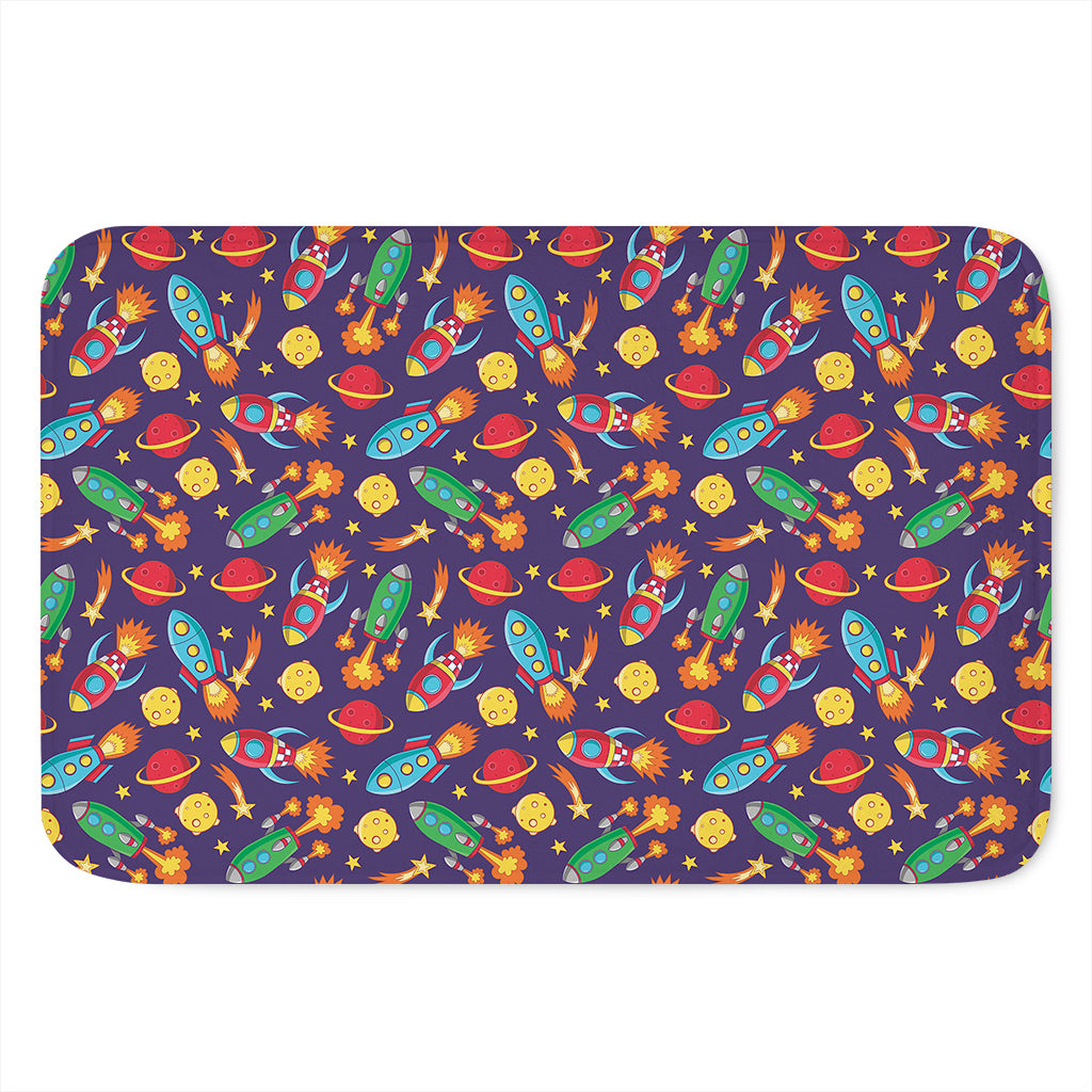 Space Rockets Pattern Print Indoor Door Mat