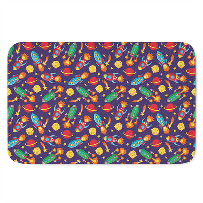 Space Rockets Pattern Print Indoor Door Mat