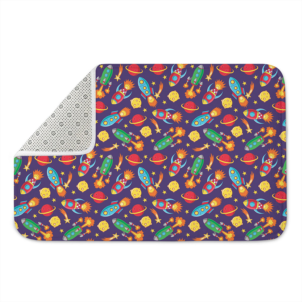 Space Rockets Pattern Print Indoor Door Mat
