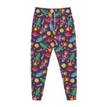 Space Rockets Pattern Print Jogger Pants