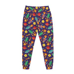 Space Rockets Pattern Print Jogger Pants
