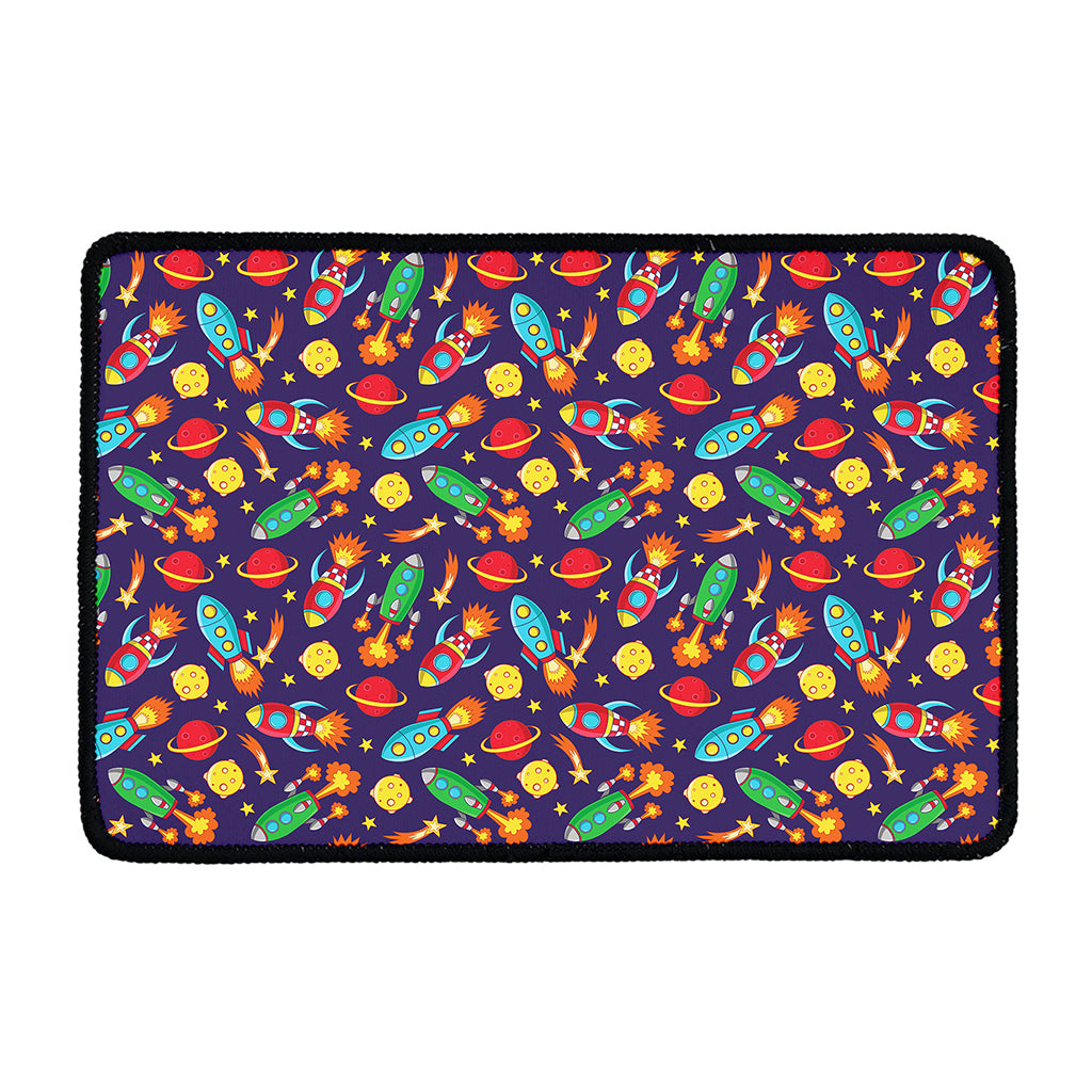 Space Rockets Pattern Print Kitchen Mat