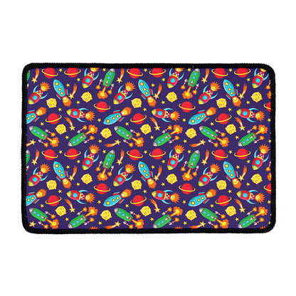 Space Rockets Pattern Print Kitchen Mat