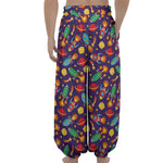 Space Rockets Pattern Print Lantern Pants