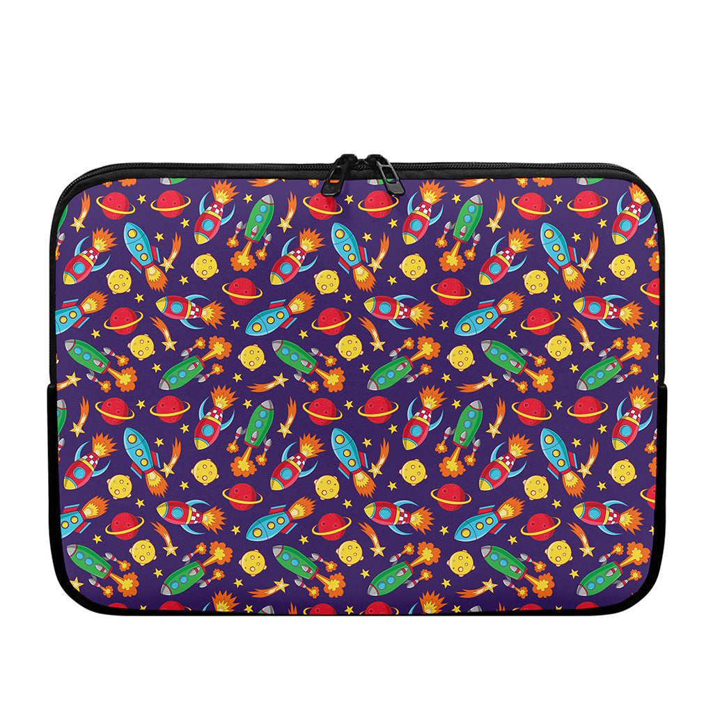 Space Rockets Pattern Print Laptop Sleeve