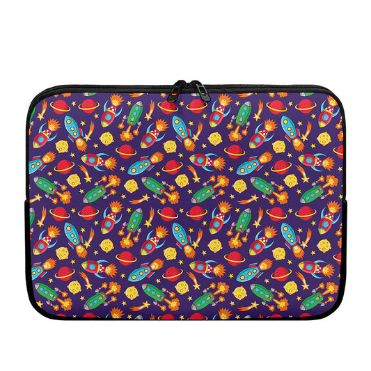 Space Rockets Pattern Print Laptop Sleeve