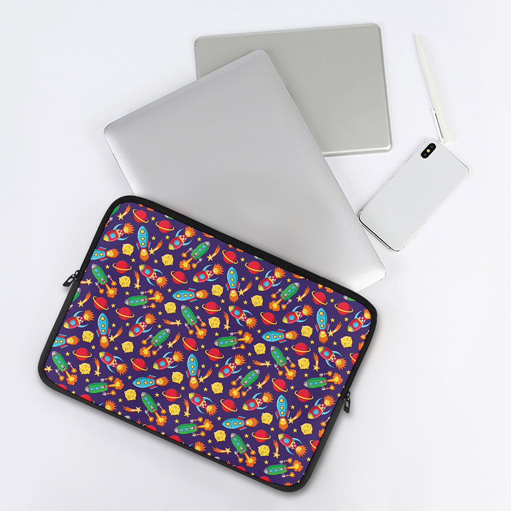 Space Rockets Pattern Print Laptop Sleeve