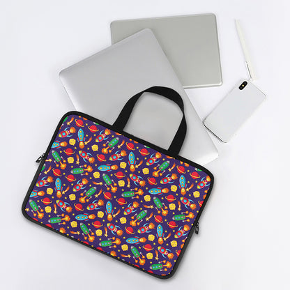 Space Rockets Pattern Print Laptop Sleeve With Handle