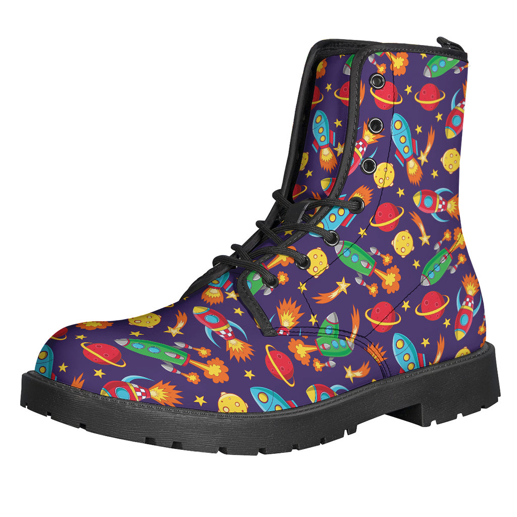 Space Rockets Pattern Print Backpack