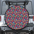 Space Rockets Pattern Print Leather Spare Tire Cover