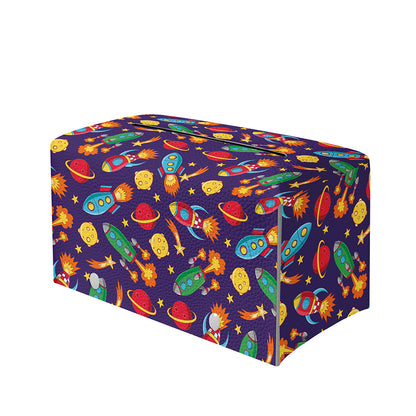 Space Rockets Pattern Print Leather Tissue Box Cover