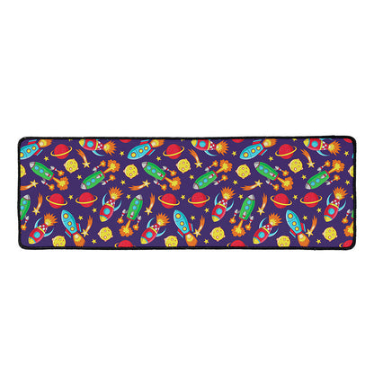 Space Rockets Pattern Print Long Kitchen Mat