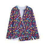 Space Rockets Pattern Print Long Sleeve Short Coat