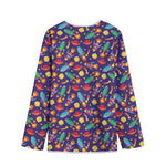 Space Rockets Pattern Print Long Sleeve Short Coat