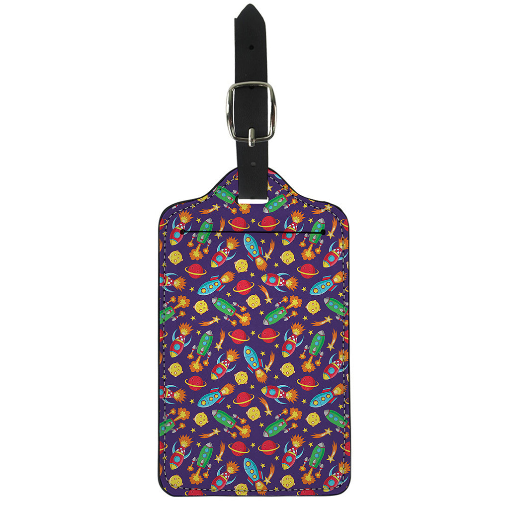 Space Rockets Pattern Print Luggage Tag