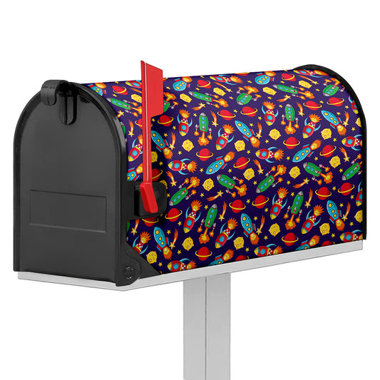 Space Rockets Pattern Print Mailbox Cover