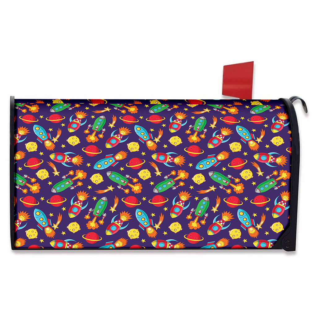 Space Rockets Pattern Print Mailbox Cover