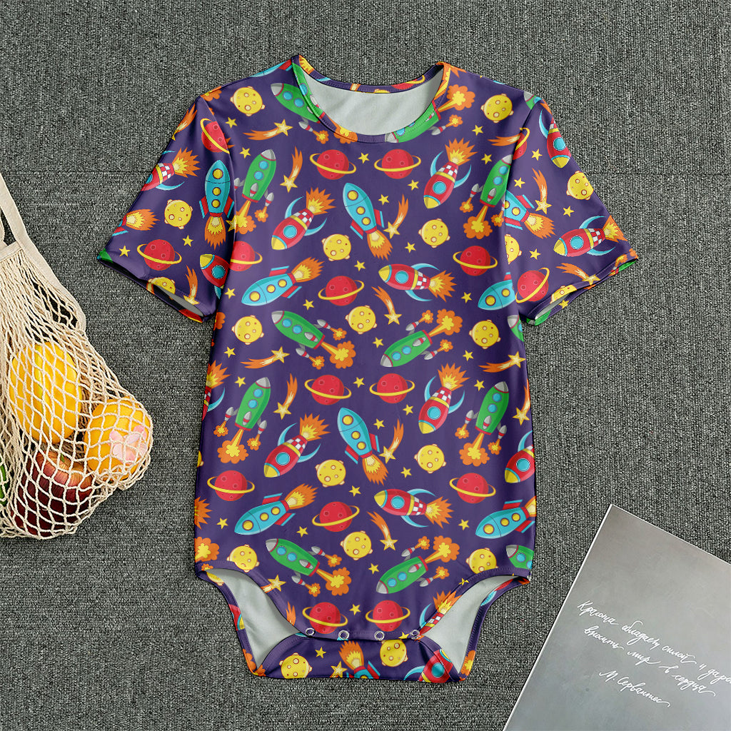 Space Rockets Pattern Print Men's Bodysuit