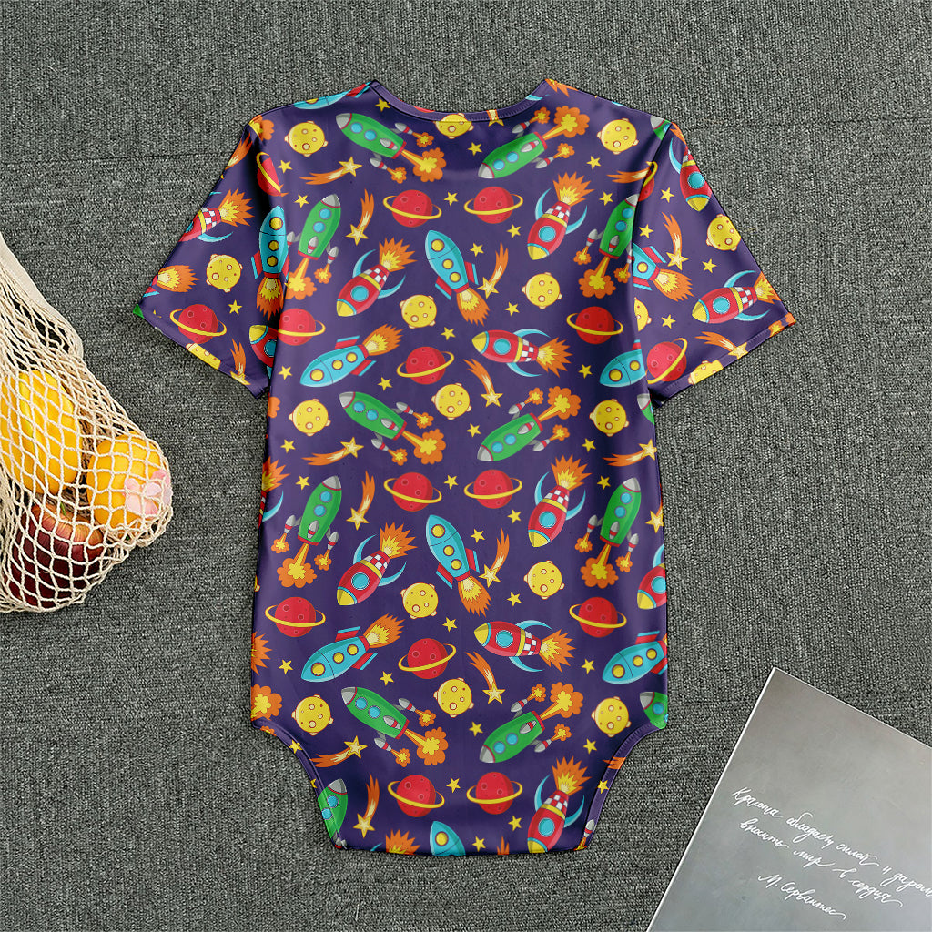 Space Rockets Pattern Print Men's Bodysuit