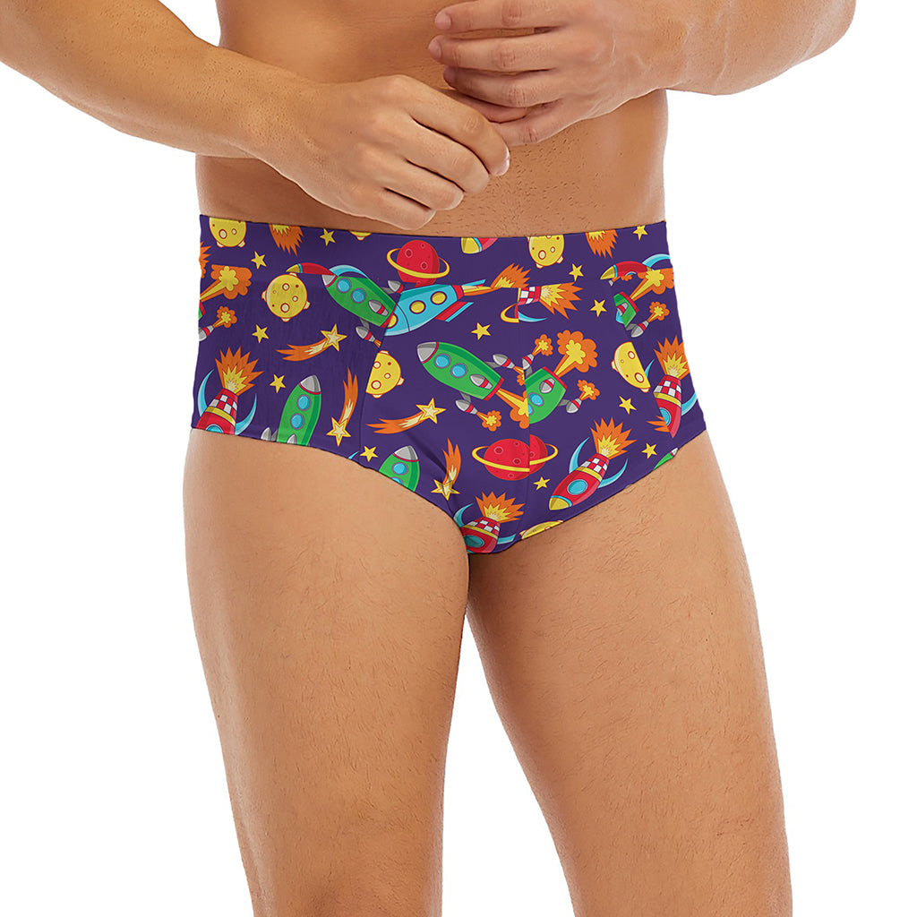 Space Rockets Pattern Print Men's Briefs