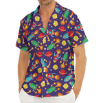Space Rockets Pattern Print Men's Deep V-Neck Shirt