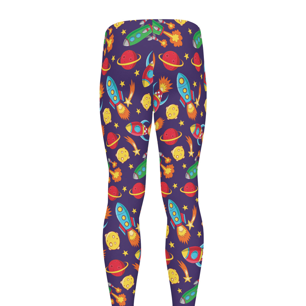 Space Rockets Pattern Print Men's leggings