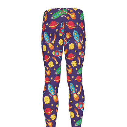 Space Rockets Pattern Print Men's leggings